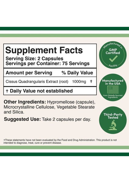 Cıssus Extract 1000 Mg 100 Capsules fiyatları