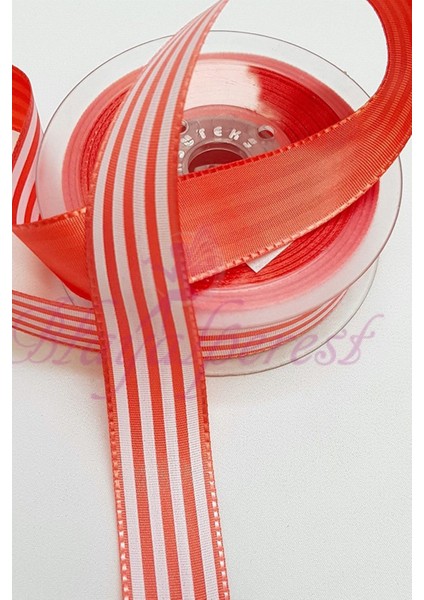 Turuncu Çizgi Baskılı Tafta Kurdele 2,5cm