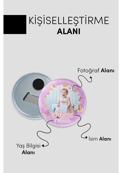 Yeni Doğan Kız Bebek Için Hoş Geldin Magnet – Yuvarlak Açacaklı Fotoğraf Baskılı