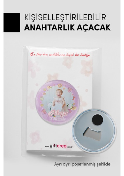 Yeni Doğan Kız Bebek Için Hoş Geldin Magnet – Yuvarlak Açacaklı Fotoğraf Baskılı