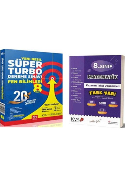 8. Sınıf Fen Bilimleri Süper Turbo Deneme ve Matematik Fark Var Kazanım Takip Denemeleri