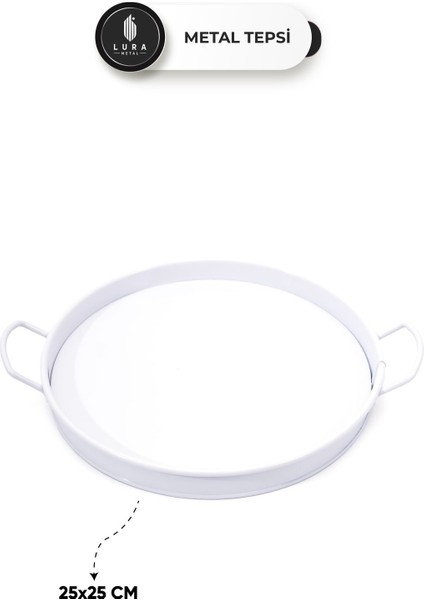 4'lü Beyaz Metal Çay ve Kahve Sunum Tepsisi Seti - 25 cm Şık ve Dayanıklı Tasarım fırsatları