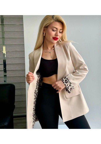 Büyük Beden Hürrem Içi Leopar Astarlı Blazer Ceket 24042 fiyatları