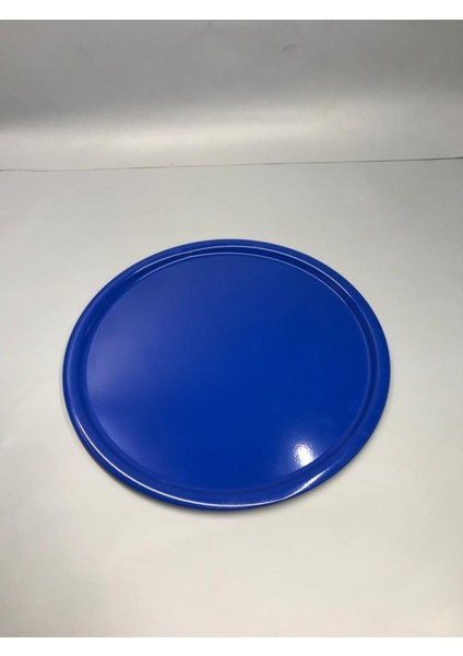 30 cm Mat Mavi Metal Yuvarlak Çay, Kahve, Pasta Servis Tepsisi Dekoratif Sunum Tepsisi fiyatları