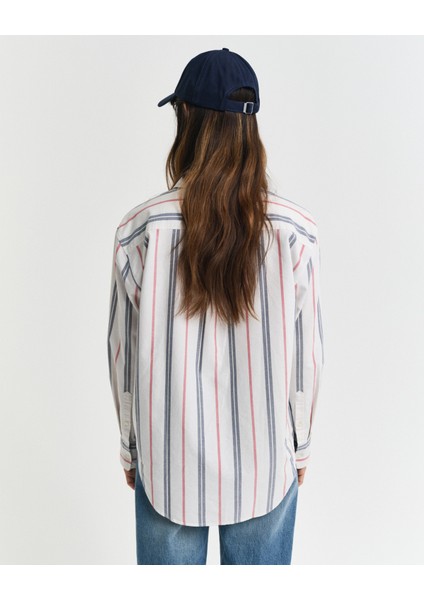Kadın Krem Relaxed Fit Klasik Yaka Çizgili Gömlek 4300513.113 modelleri