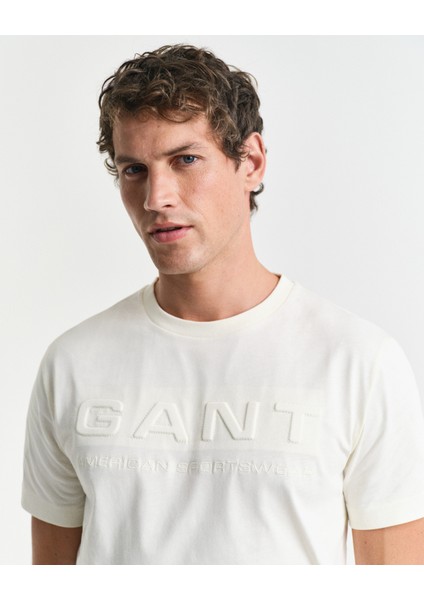 Erkek Krem Regular Fit Bisiklet Yaka Logolu T-Shirt 2003339.130 indirimleri