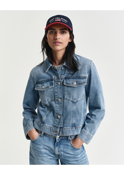 Kadın Mavi Regular Fit Klasik Yaka Denim Ceket 4700367.972
