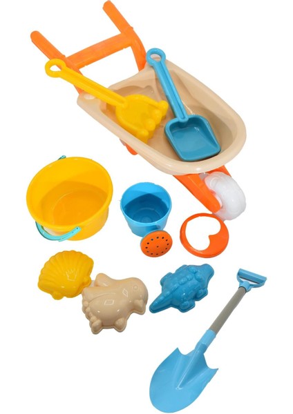 Toys Orta Boy El Arabası Kovalı Suluklu ve El Küreği Plaj Kum Oyun Seti