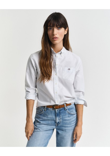 Kadın Mavi Regular Fit Düğmeli Yaka Gömlek 4300502.455