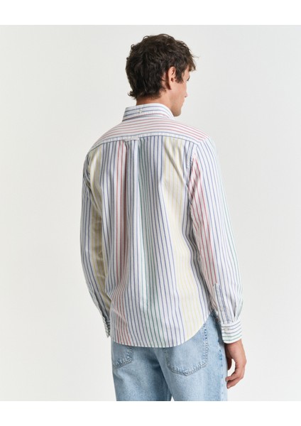 Erkek Renkli Regular Fit Düğmeli Yaka Çizgili Gömlek 3250054.105 modelleri