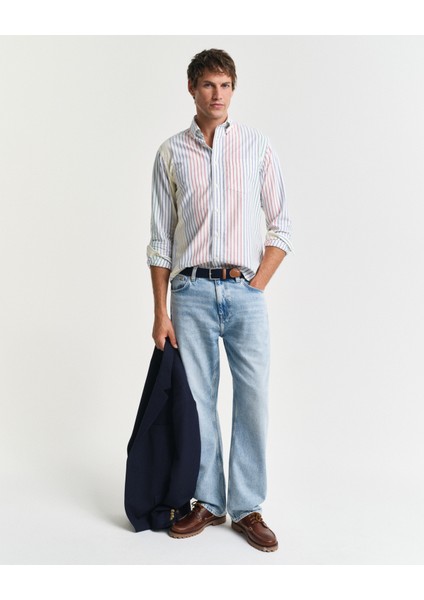 Erkek Renkli Regular Fit Düğmeli Yaka Çizgili Gömlek 3250054.105 fırsatları