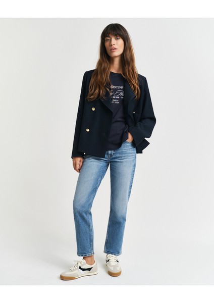 Kadın Lacivert Relaxed Fit Bisiklet Yaka Logolu T-Shirt 4200594.433 modelleri