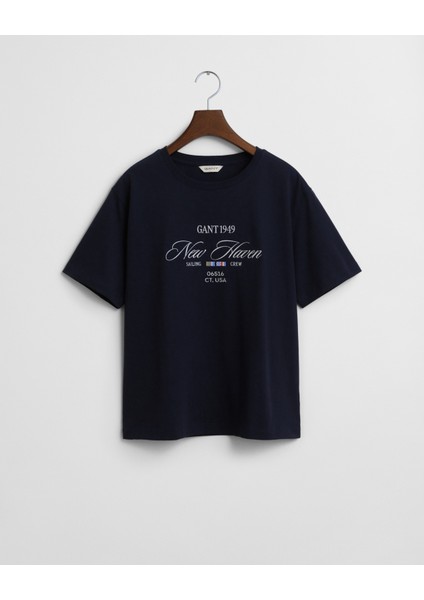Kadın Lacivert Relaxed Fit Bisiklet Yaka Logolu T-Shirt 4200594.433 fırsatları