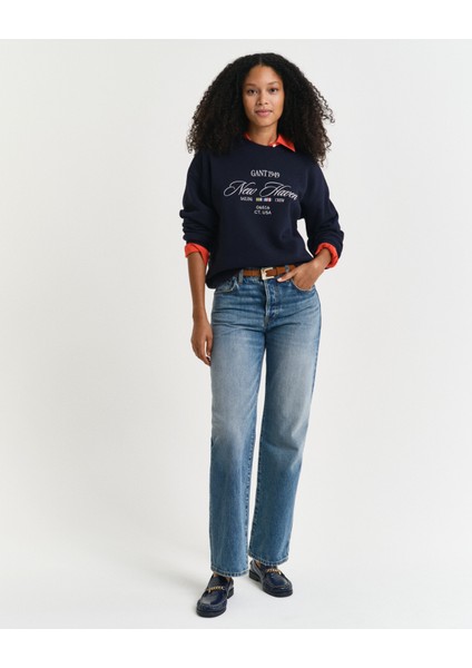 Kadın Lacivert Relaxed Fit Bisiklet Yaka Logolu Sweatshirt 4200595.433 modelleri