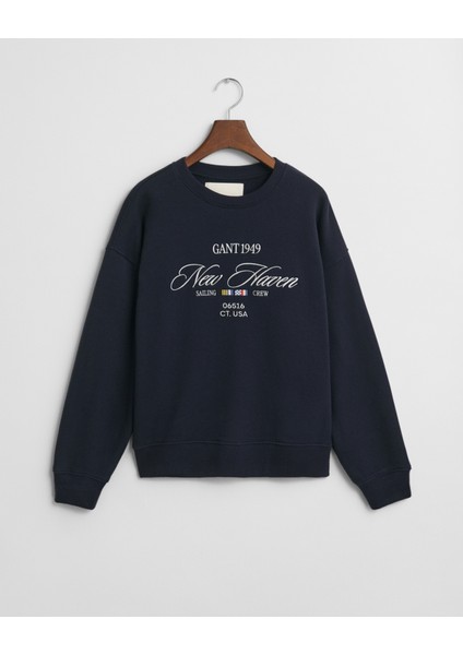 Kadın Lacivert Relaxed Fit Bisiklet Yaka Logolu Sweatshirt 4200595.433 fırsatları