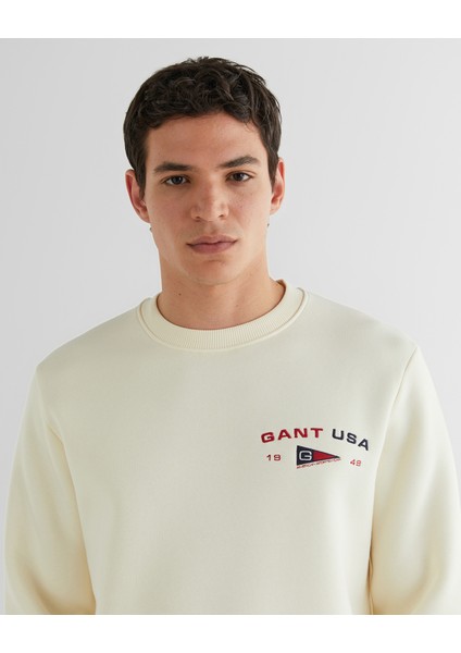 Erkek Krem Regular Fit Bisiklet Yaka Logolu Sweatshirt 2067039.130 fırsatları