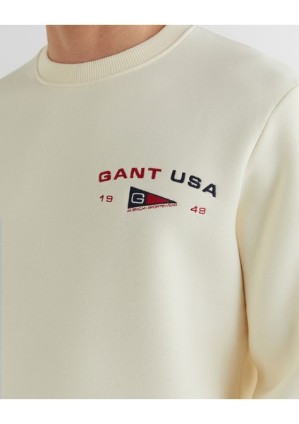 Erkek Krem Regular Fit Bisiklet Yaka Logolu Sweatshirt 2067039.130 indirimleri