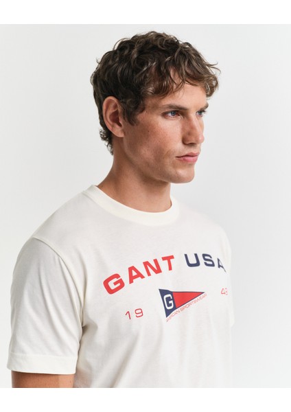 Erkek Krem Regular Fit Bisiklet Yaka Logolu T-Shirt 2003299.130 indirimleri