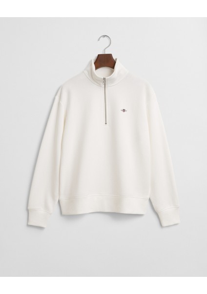 Kadın Beyaz Relaxed Fit Yarım Fermuarlı Sweatshirt 4200561.113 fırsatları
