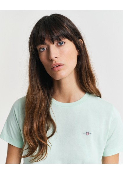 Kadın Yeşil Regular Fit Bisiklet Yaka T-Shirt 4200200.355 indirimleri