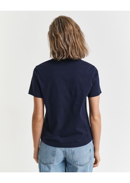 Kadın Lacivert Regular Fit Bisiklet Yaka Logolu T-Shirt 4200277.433 fiyatları