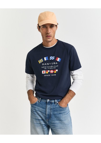 Erkek Lacivert Regular Fit Bisiklet Yaka Logolu T-Shirt 2003299.433
