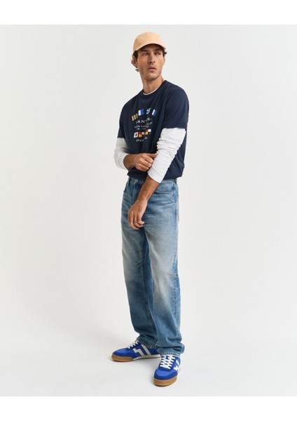 Erkek Lacivert Regular Fit Bisiklet Yaka Logolu T-Shirt 2003299.433