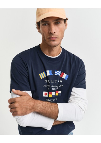 Erkek Lacivert Regular Fit Bisiklet Yaka Logolu T-Shirt 2003299.433