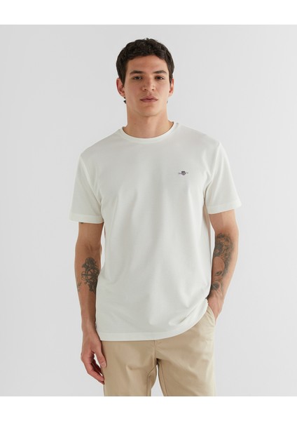 Erkek Krem Regular Fit Bisiklet Yaka T-Shirt 2325149T.113
