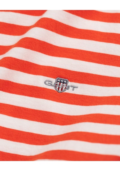Kadın Turuncu Regular Fit Bisiklet Yaka Çizgili T-Shirt 4200564.651 fiyatları