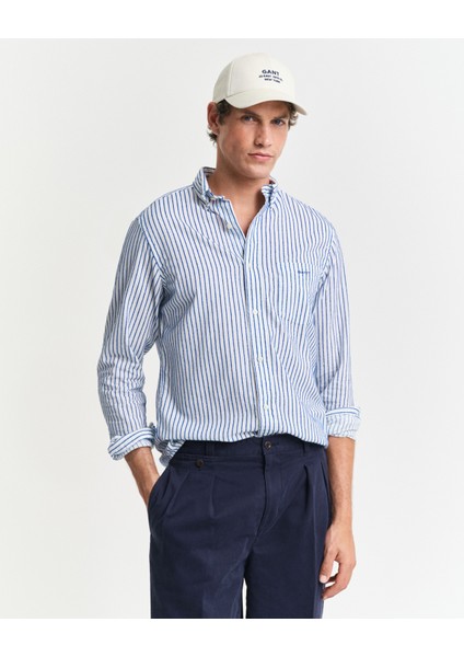 Erkek Lacivert Regular Fit Düğmeli Yaka Çizgili Gömlek 3250029.407 fiyatları