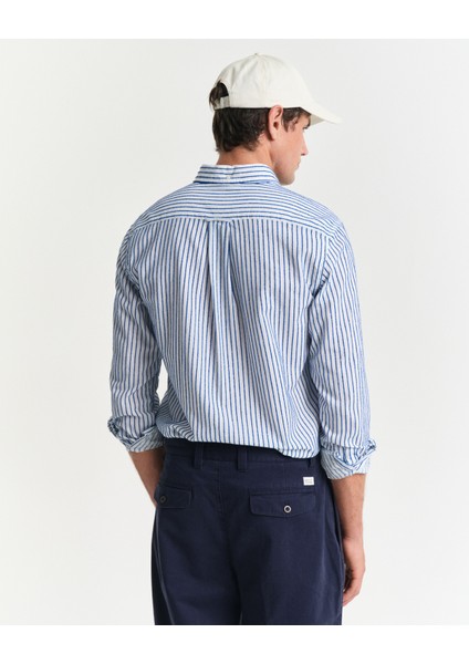 Erkek Lacivert Regular Fit Düğmeli Yaka Çizgili Gömlek 3250029.407 modelleri