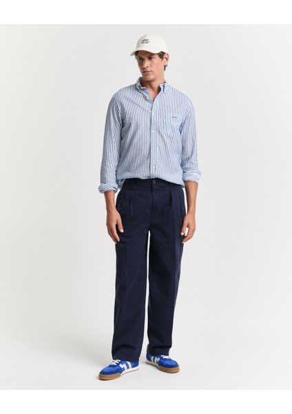 Erkek Lacivert Regular Fit Düğmeli Yaka Çizgili Gömlek 3250029.407 fırsatları