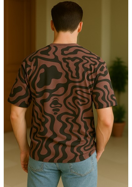 Erkek Oversize Baskili T-Shirt American Brown fiyatları