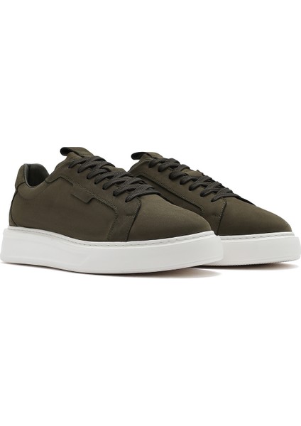 Erkek Haki Bağcıklı Nubuk Deri Sneaker 25SFD6104V3