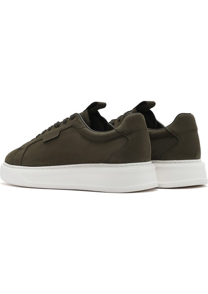 Erkek Haki Bağcıklı Nubuk Deri Sneaker 25SFD6104V3