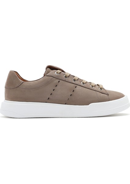 Erkek Vizon Bağcıklı Nubuk Deri Sneaker 25SFD7075V3