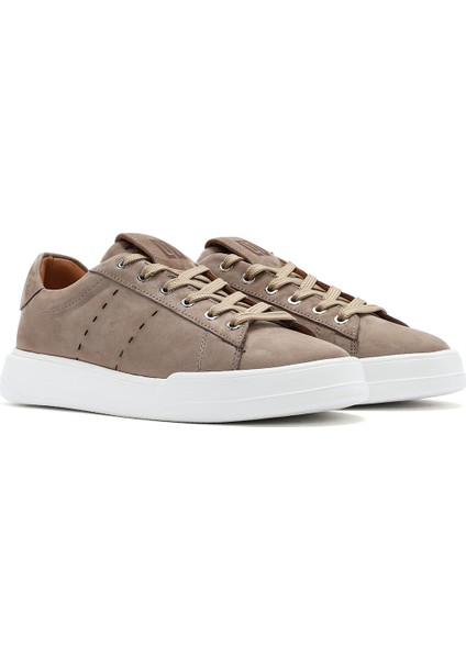 Erkek Vizon Bağcıklı Nubuk Deri Sneaker 25SFD7075V3