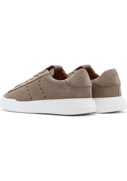 Erkek Vizon Bağcıklı Nubuk Deri Sneaker 25SFD7075V3