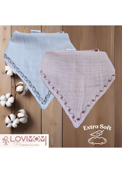 2'li Paket Premium %100 Pamuk Ekstra Soft 2 Kat Müslin Bebek Fuları Salya & Mama Önlüğü 3 Çıtçıtlı indirimleri