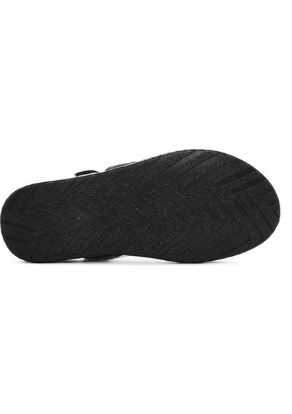 Kadın Siyah Bantlı Deri Comfort Sandalet 25SFD321814