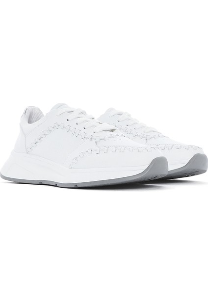 Kadın Beyaz Bağcıklı Kalın Tabanlı Deri Sneaker 25SFD420418