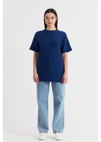 Laci Çizgili Oversize Tişört 4447A
