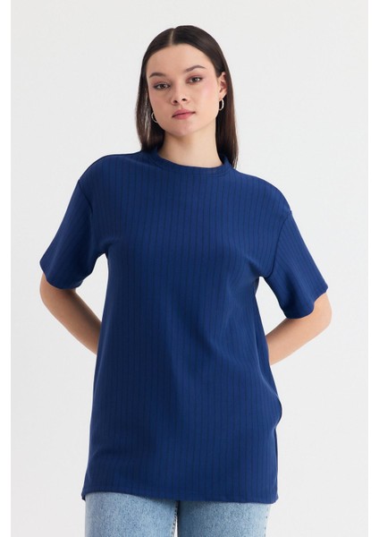 Laci Çizgili Oversize Tişört 4447A