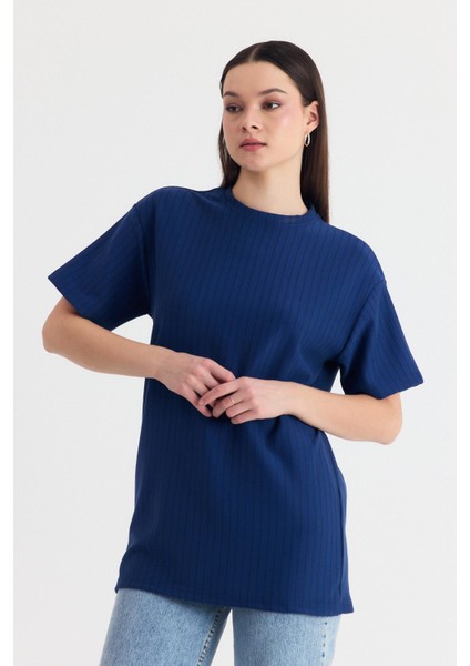 Laci Çizgili Oversize Tişört 4447A