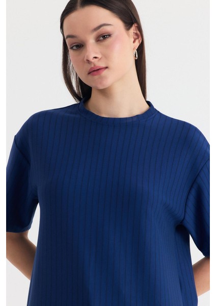 Laci Çizgili Oversize Tişört 4447A