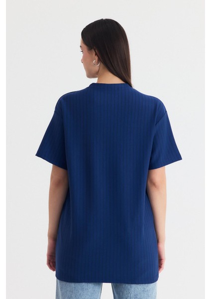 Laci Çizgili Oversize Tişört 4447A