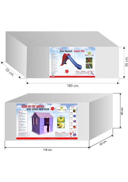 Çocuk Oyun Evi ve Çocuk Kaydırak - Anaokulu - Kreş - Çocuk Oyun Parkı Seti - 2 Kapılı Oyun Evi - M2 modelleri