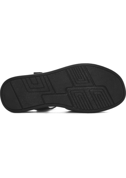 Kadın Siyah Kalın Tabanlı Deri Comfort Sandalet 25SFD321618