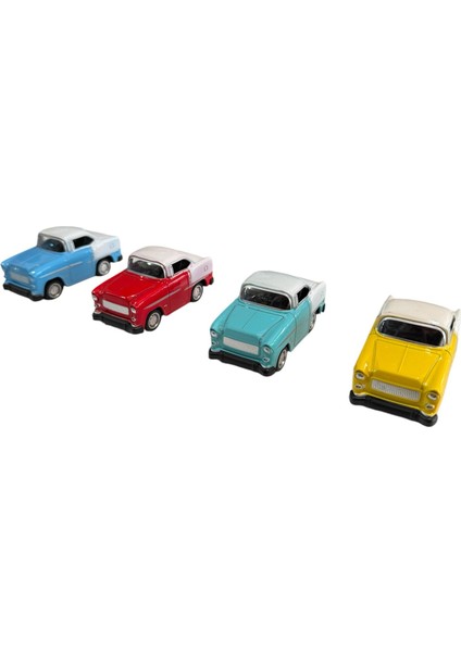 4\'lü Kırılmaz Oyuncak Çek-Bırak Mini Arabalar 8 cm Mini Araçlar 4\'lü Set